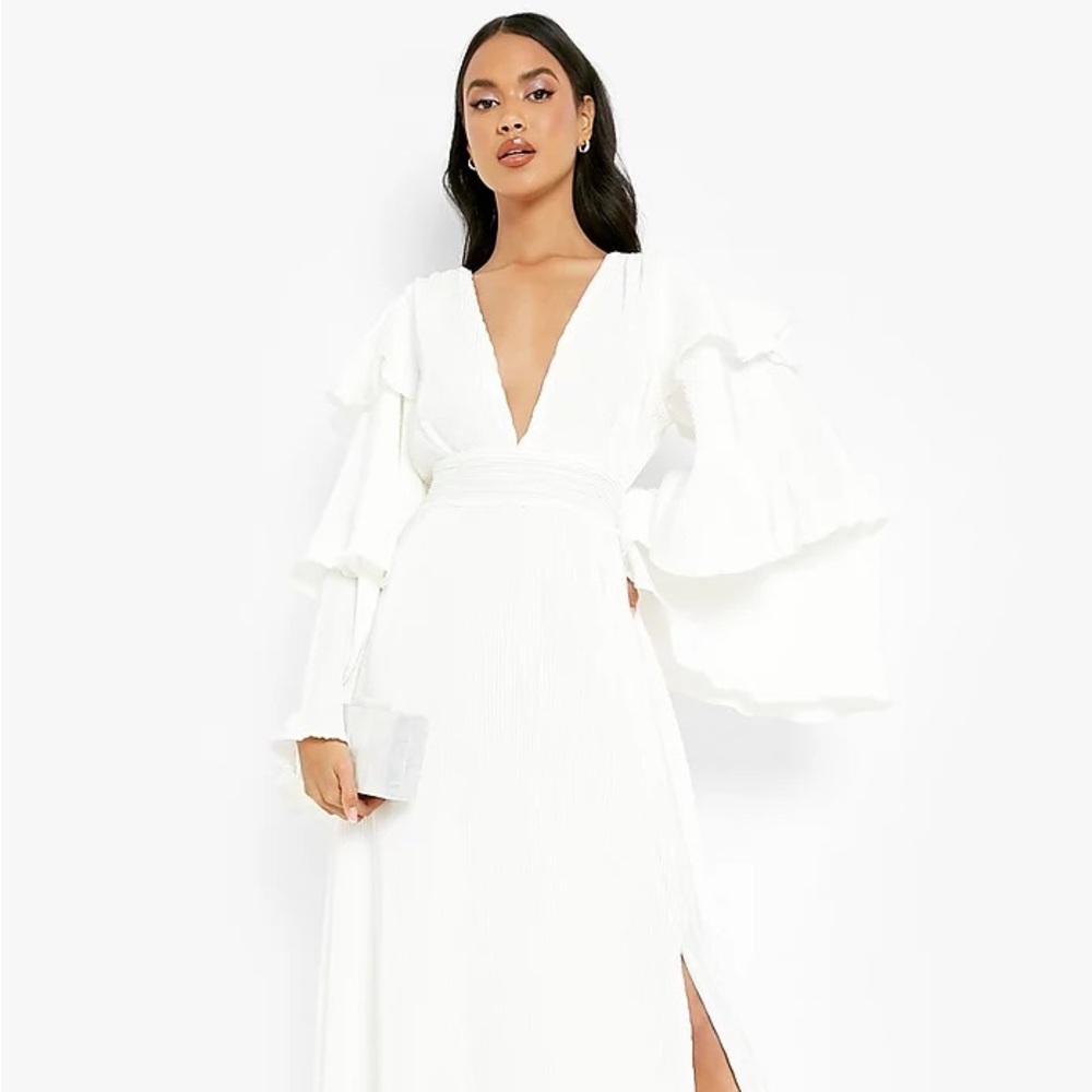 Boohoo Ruffle Sleeve Maxi Dress